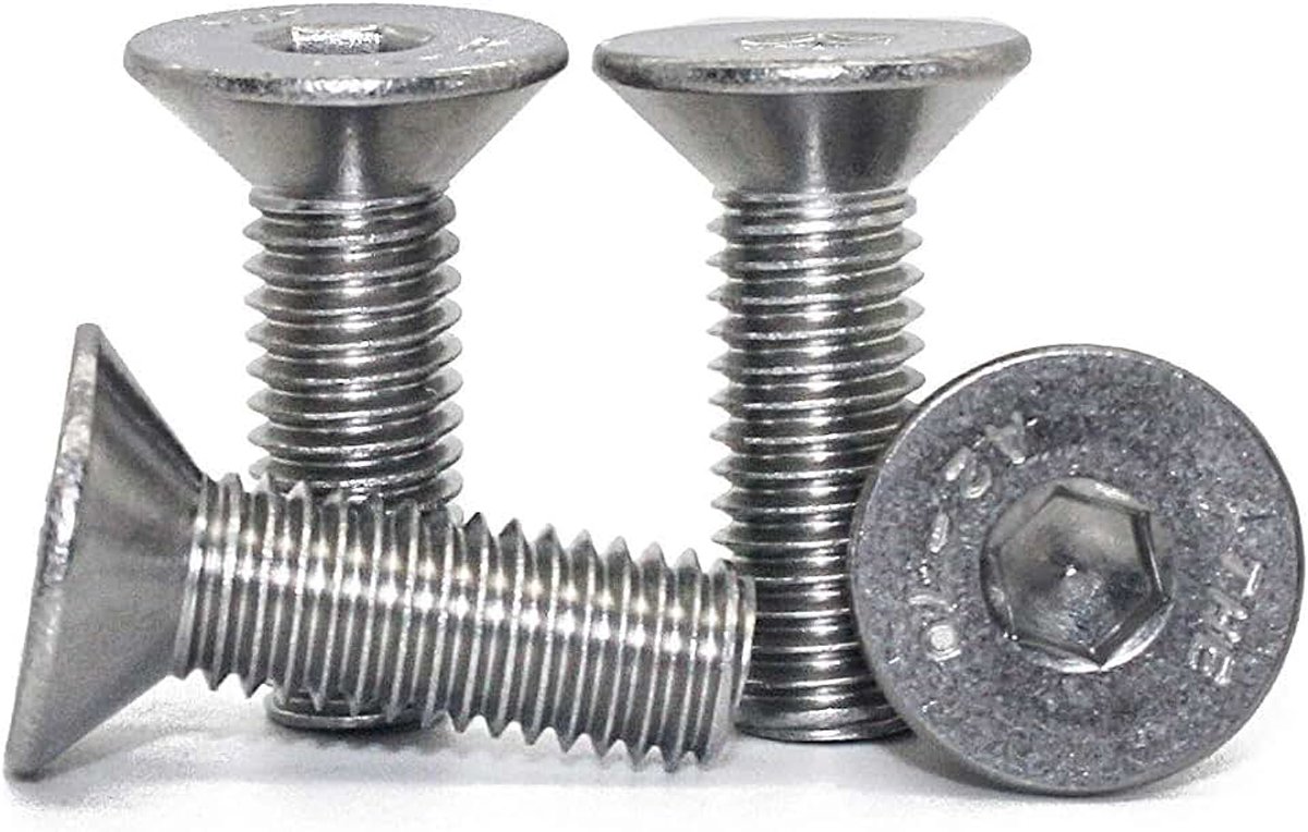 Kopschroeven M5 X 8 DIN 7991 met binnenzeskant (ISK) roestvrij staal A2 (50 stuks) - V2A verzonken kopschroeven met volledige schroefdraad