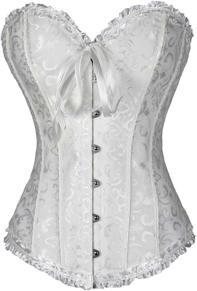 Sweetheart Overbuste Satijnen Kanten Bustier met Korset