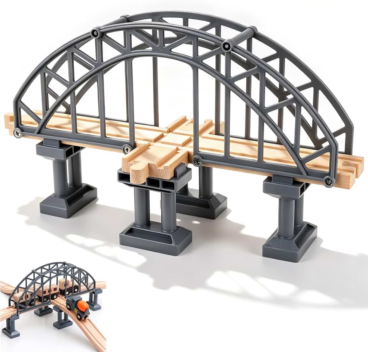 Spoorwegaccessoires, houten rails spoorbrug, kruisen houten spoorwegbruggen, compatibel met andere bruggen houten spoorbaan (dwars)