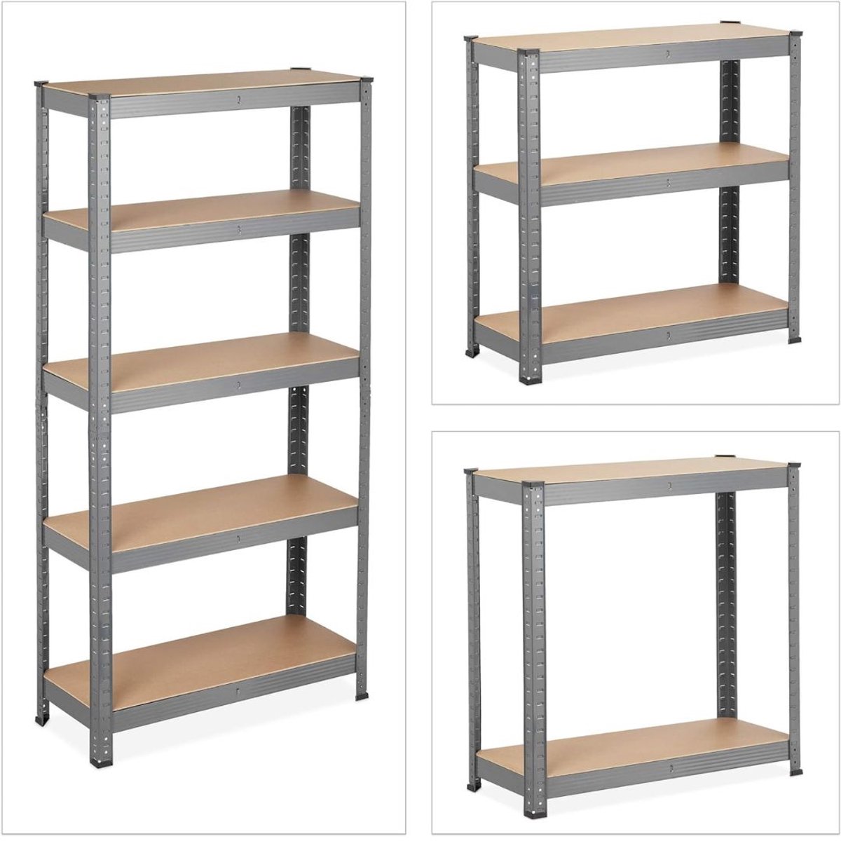 VALI® Magazijnstelling - Stellingkast - 5 Verdiepingen - Opbergrek - Grijs - 60cm x 75cm x 150cm