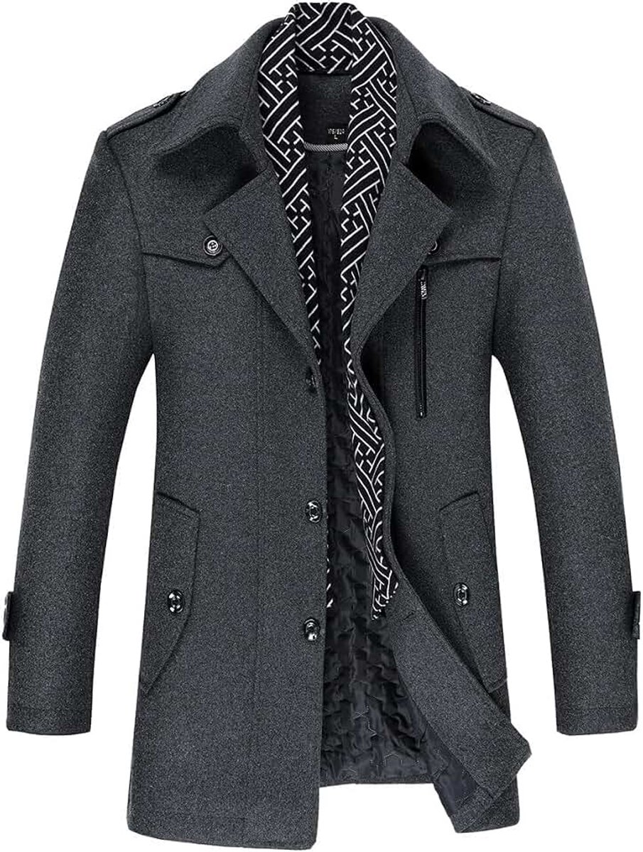 Herenjas, winter, kort, trenchcoat van wol, warm, slank, dik, overjas, parka, winddicht, jas met reverskraag