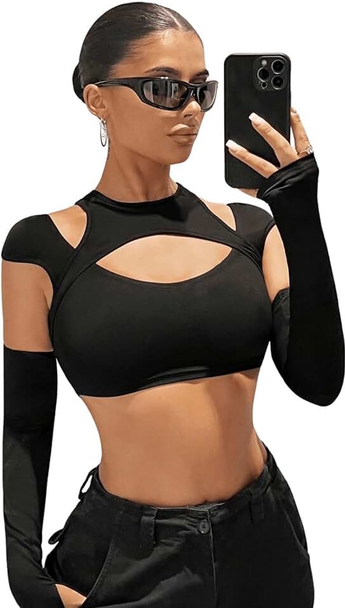Crop Tops Dames Cut Out Top met hals Y2k Tank Top Sexy Buikvrij bovenstuk