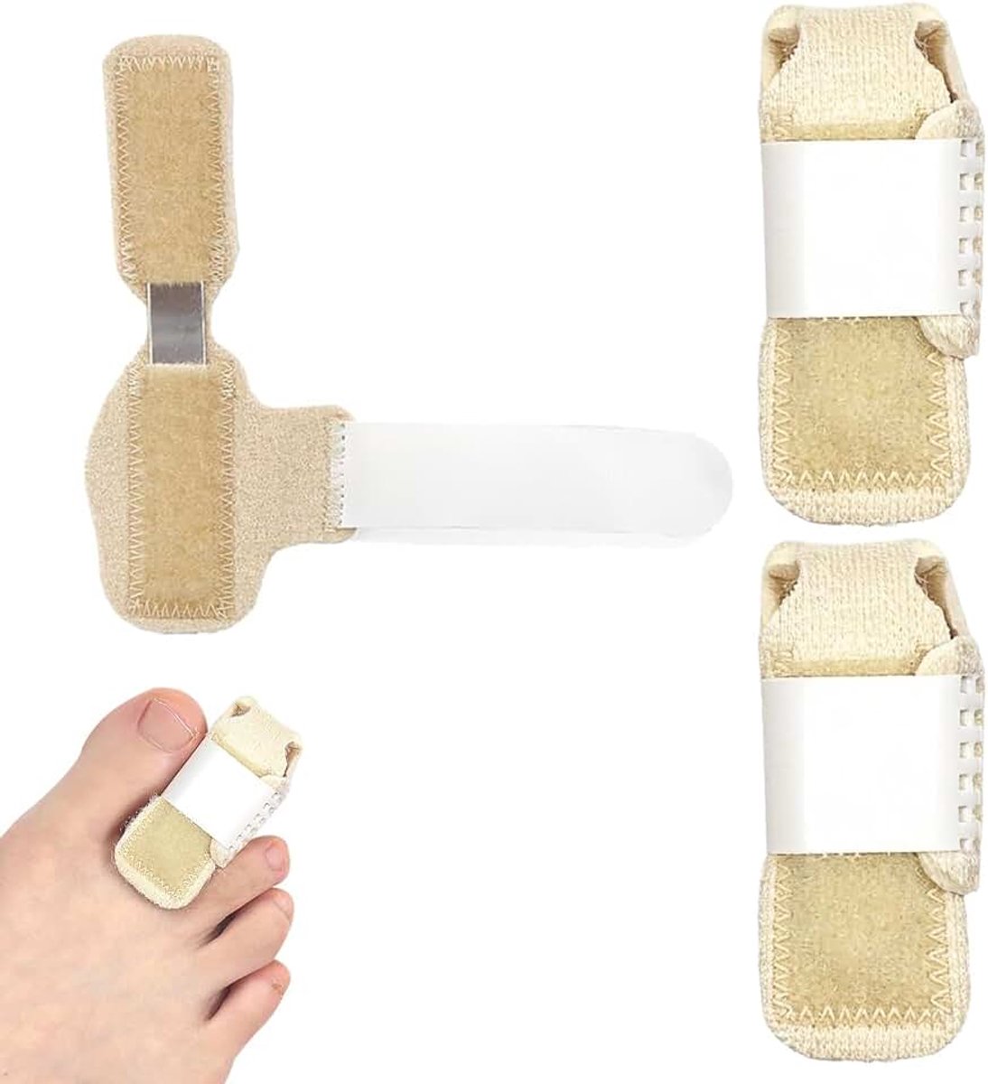 3 stuks hamerteenspalk, beige, hamertenen, correctie, teencorrectie, verstelbare U-vormige teenondersteuning, teenrichting