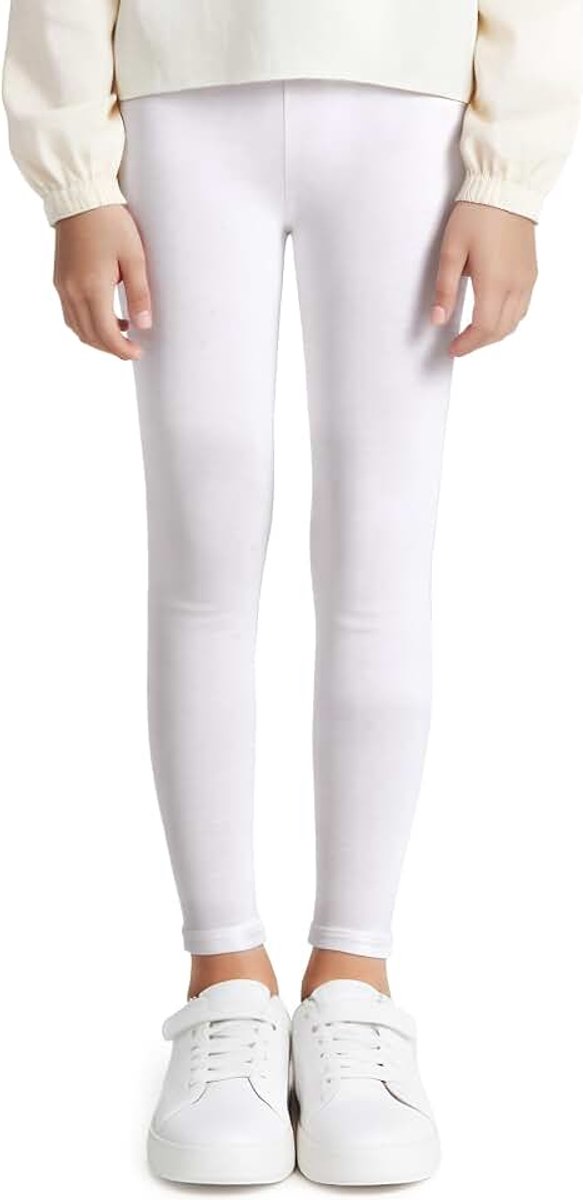 Leggings Meisjes Katoen Kinderen Lange Broeken Elastische Ademende Sportbroeken Eenkleurige Sportleggings Kinderbroeken Activewear Leggings voor School Dansen, maat 116-158