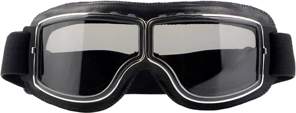 Motorbril, vintage, anti-condens, van PU-leer, stofdicht, veiligheidsbril, winddichte zonnebril, motormaskers voor outdoorsport, paardrijden, skiën