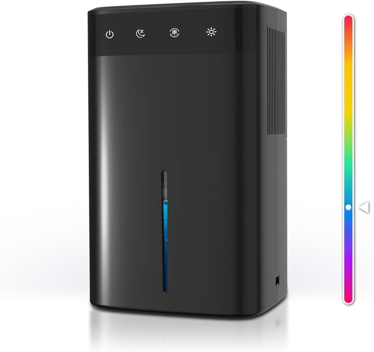Luchtontvochtiger - Zwart Elektrisch 2,6L, Stille Ruimteontvochtiger voor Kelder, Bad & Slaapkamer tot 32m², met RGB Licht, Auto Uitschakeling & Slaapmodus, Energiebesparende Ontvochtiger