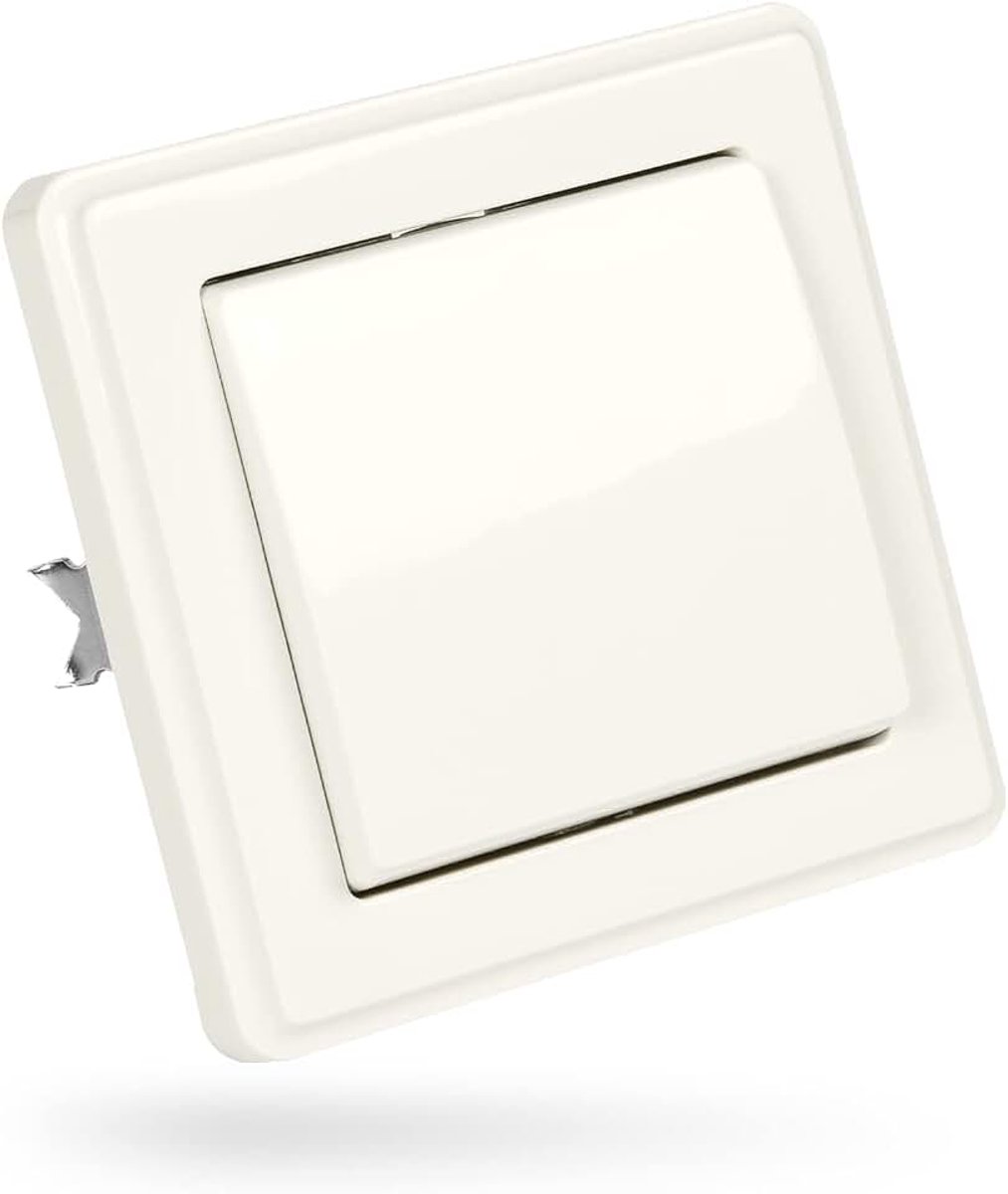 Kruisschakelaar, inbouw, wit, inbouwschakelaar, 250 V AC, 10 A, IP20, inclusief frame, afdekking wit, lichtschakelaar | incl. frame, inbouw inzetstuk & afdekking - UP schakelaar
