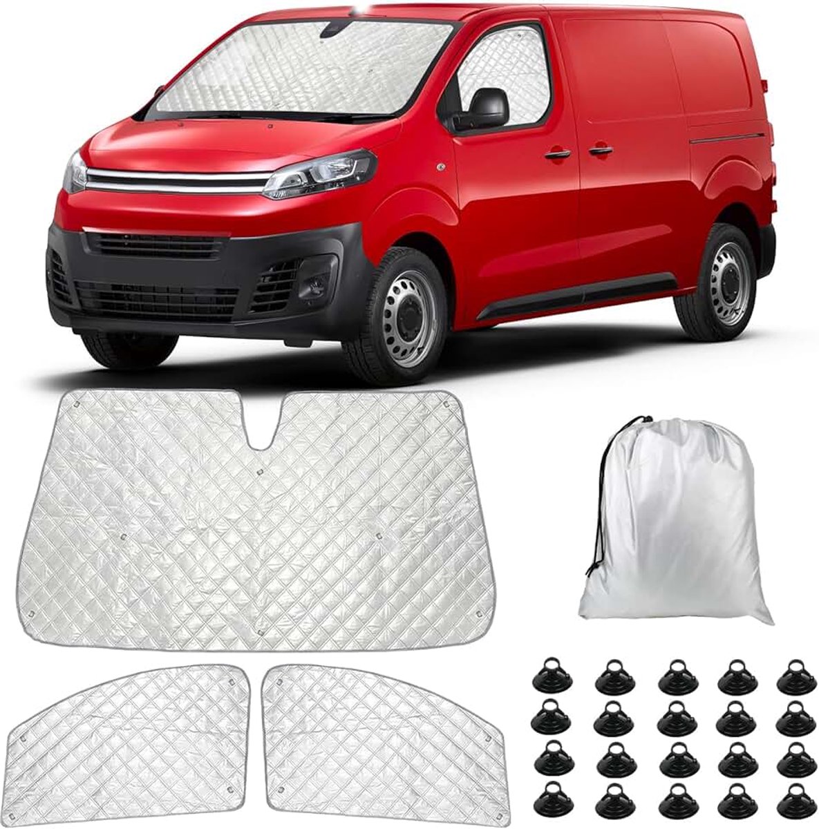 Cabine-interieur voor Citroen Jumpy Opel Vivaro Fiat Scudo 2016-2025, 3 stuks UV- & waterbestendig zonwerend voorruitinterieur voor camper privacy & temperatuurregeling