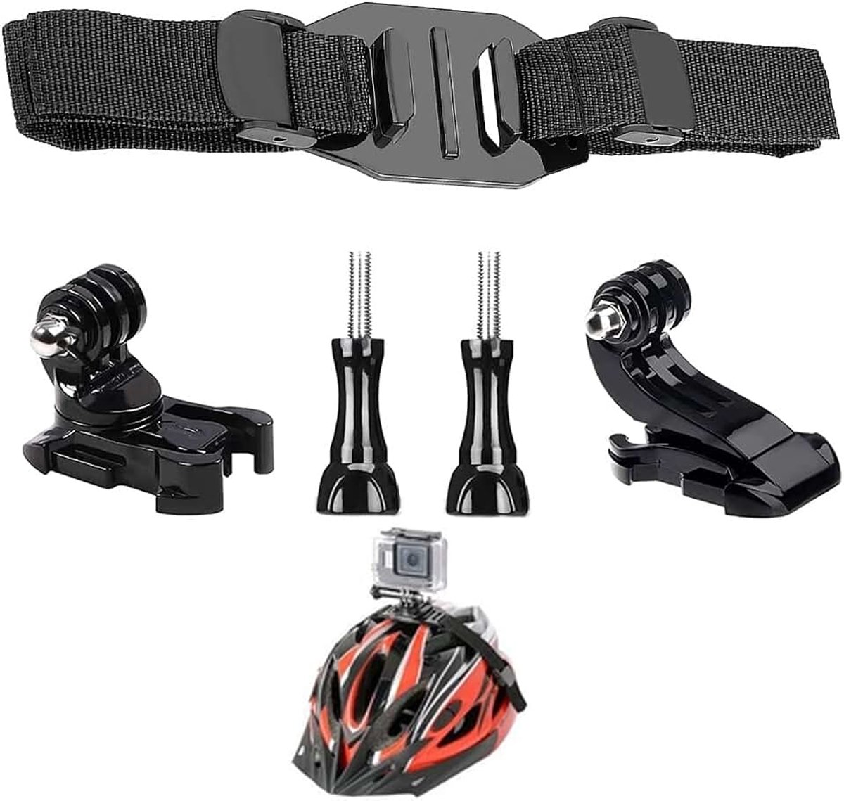 Geventileerde helmbevestiging compatible with Hero 13 12 11 10 9 8 7, (2018), 6 5, Hero Black, Session, Xiaomi Yi, SJCAM, Campark en andere actioncams