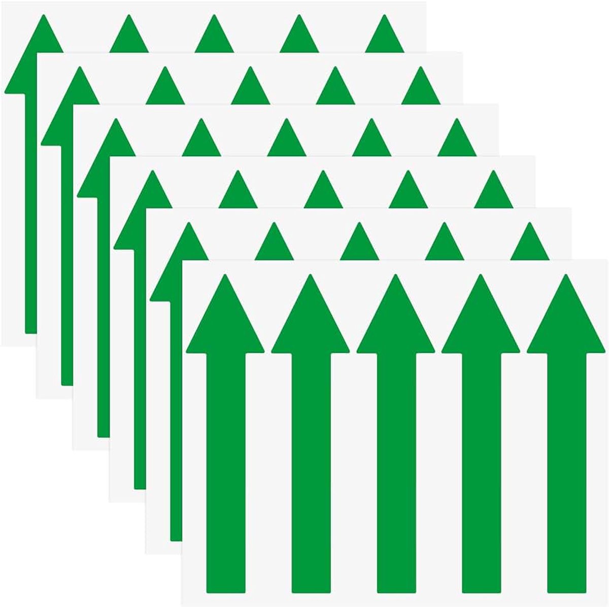 6 stuks pijlstickers, 120 x 30 mm, pvc, waterdicht, zelfklevend, richtingspijlen, verwijderbare, directionele vloerstickers, stickers voor muurmarkering/verkeersbord [groen]