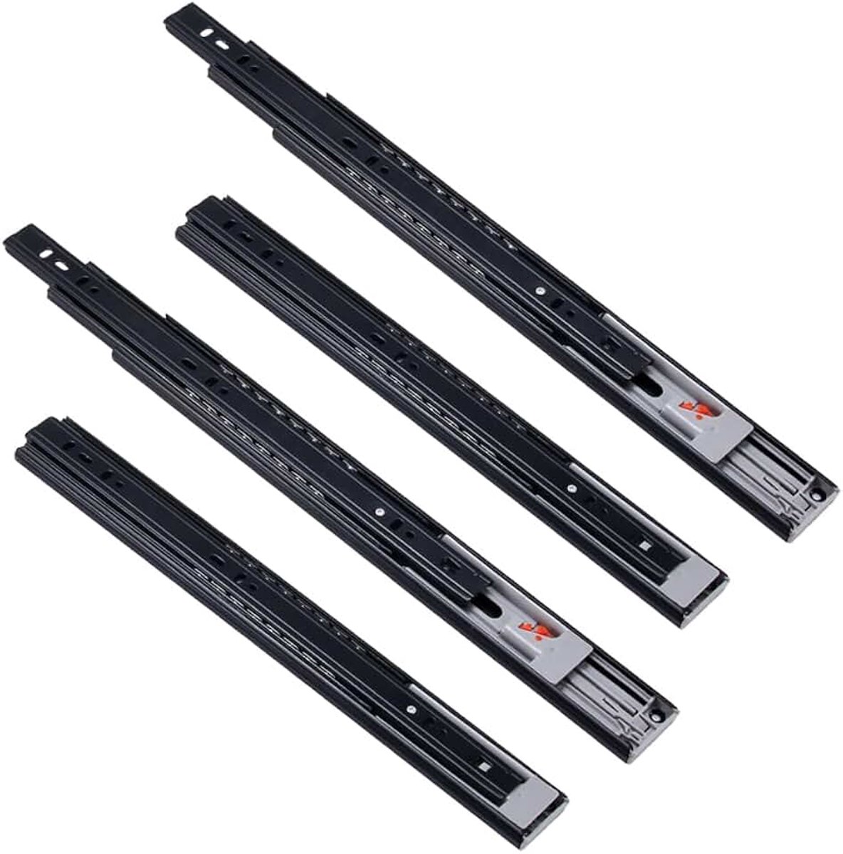 2 paar Ladegeleider Push to Open Kogelgeleiders Volledig Uittrekbare Rolladegeleider Ladegeleiders 45 kg Draagvermogen, 40cm