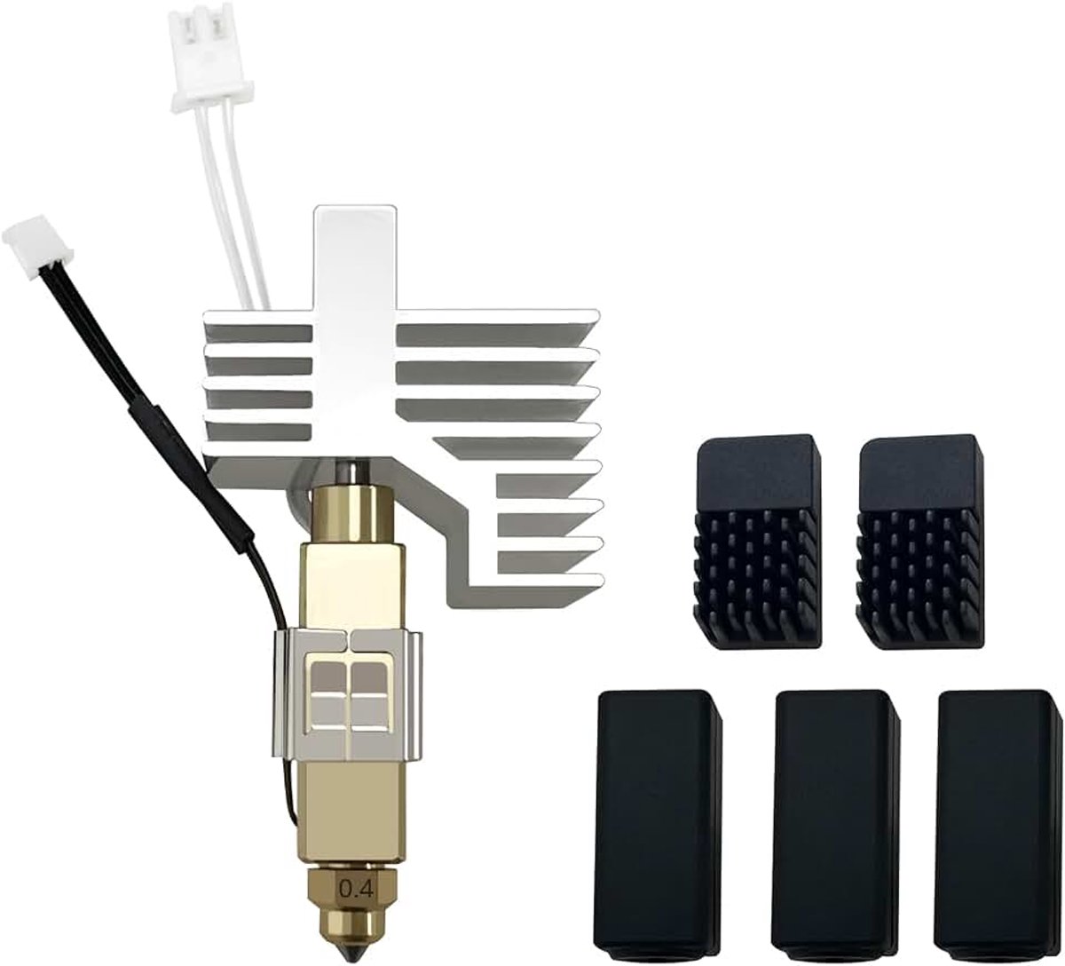 0,4 mm keramische hotend voor Centauri Carbon Print Head Extruder Kit Hot End koellichaam met extra 2 stuks siliconen afdekking en 2 stuks mondborstels voor Elegoo Centauri