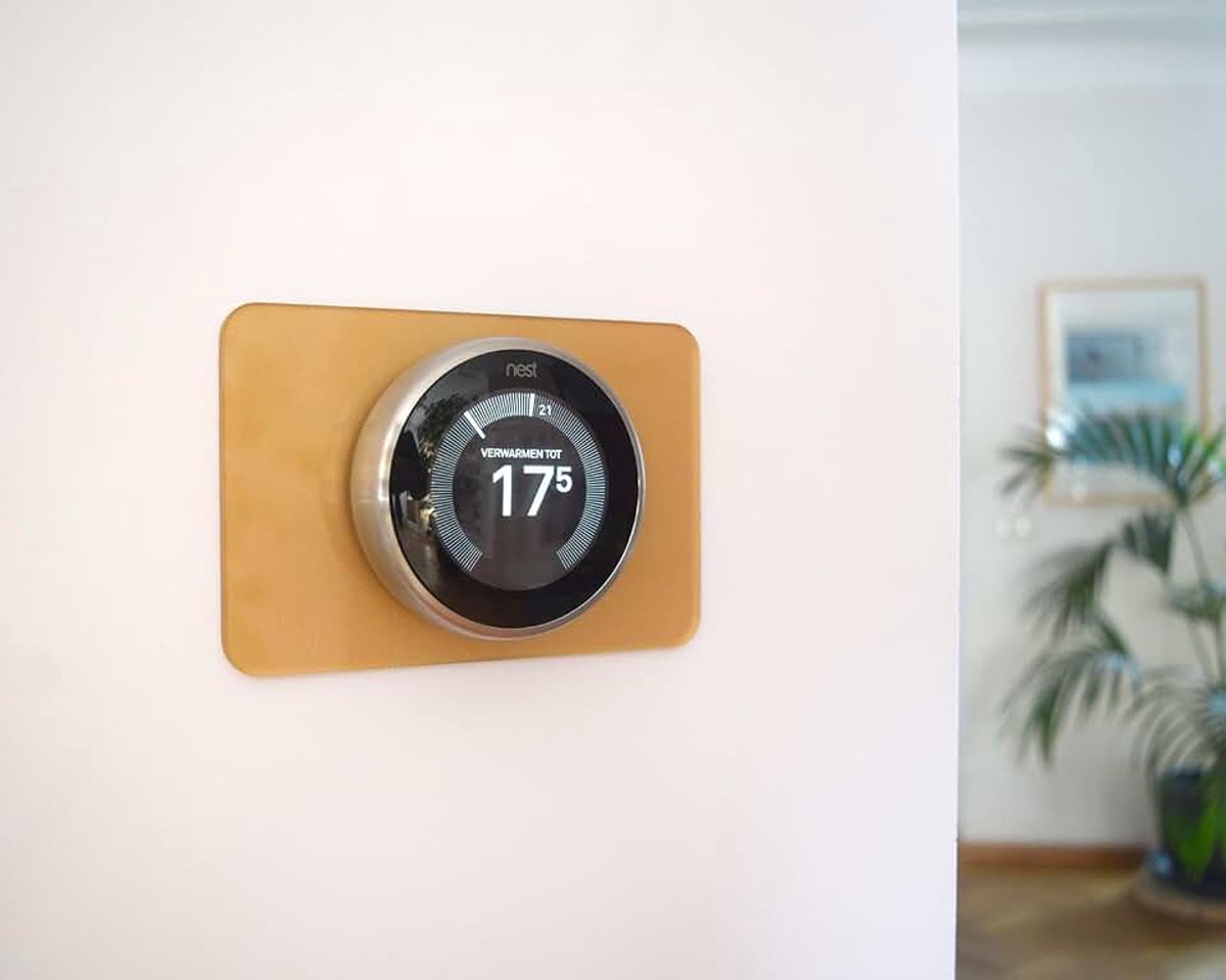 Muur-afdekplaat ter vervanging van de meegeleverde muurplaat voor de Google Nest thermostaat generatie 3, muurplaat, wand afdekplaat, wandplaat (Goud, Smal)