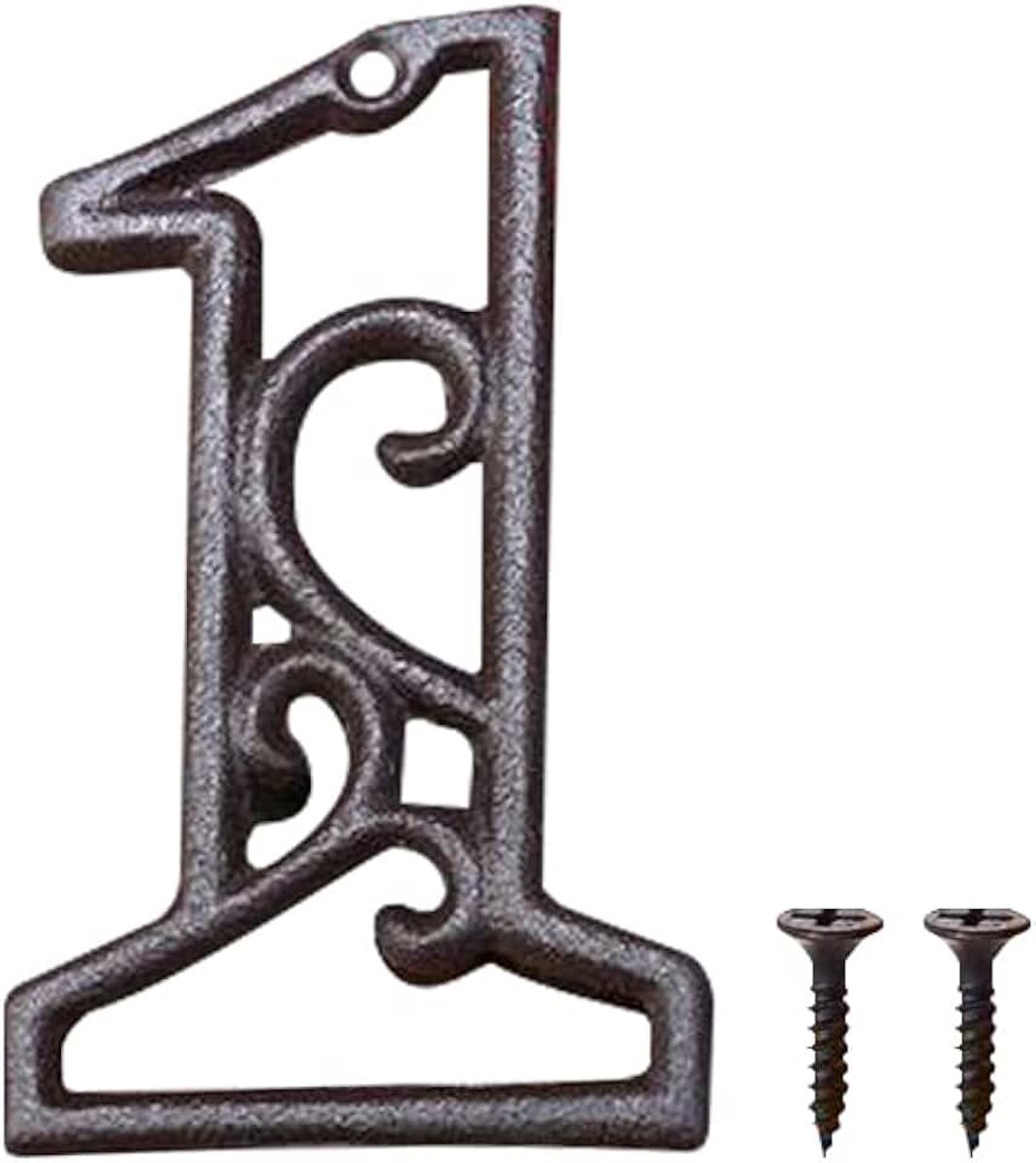 4.5 Inch Gietijzeren Huisnummer Rustieke Adres Teken Metalen Nummer voor Thuis, Straat, Deur, Brievenbus, Hek (1)