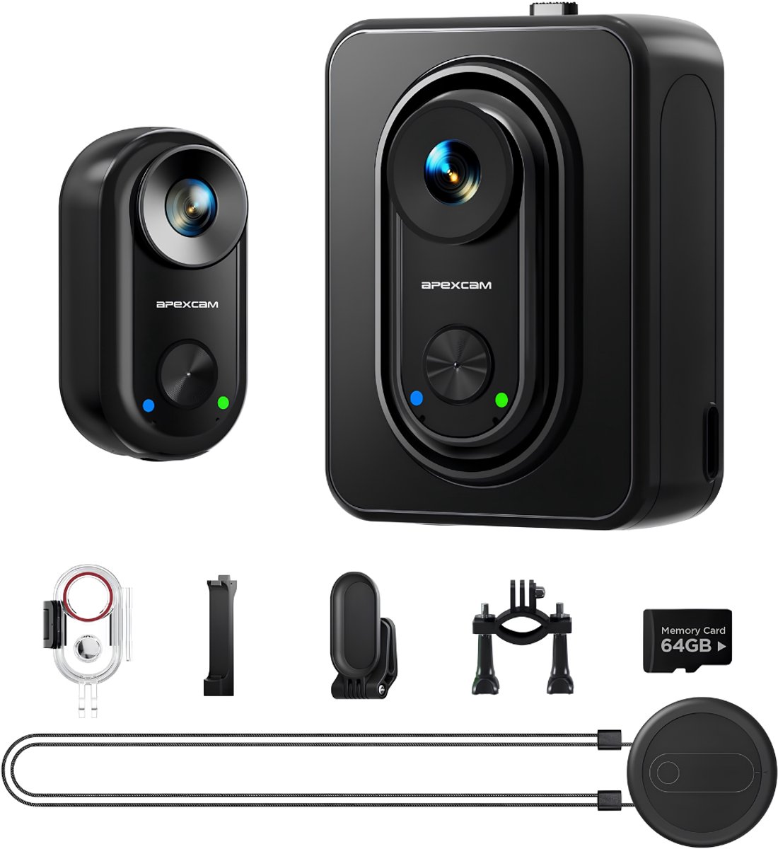 NIVA® Bodycam - 64GB - Mini Action Camera - Mini Bodycam - Zwart - 22cm x 11cm x 6cm