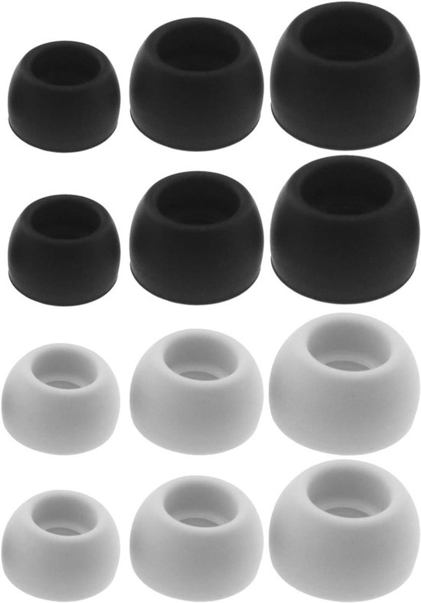Oordopjes - Compatibel - Zwart - Siliconen - Gemakkelijk Schoon te Maken - Oorkussens - Geschikt voor Draadloze Oortjes - Maat L/M/S - 6 Stuks.