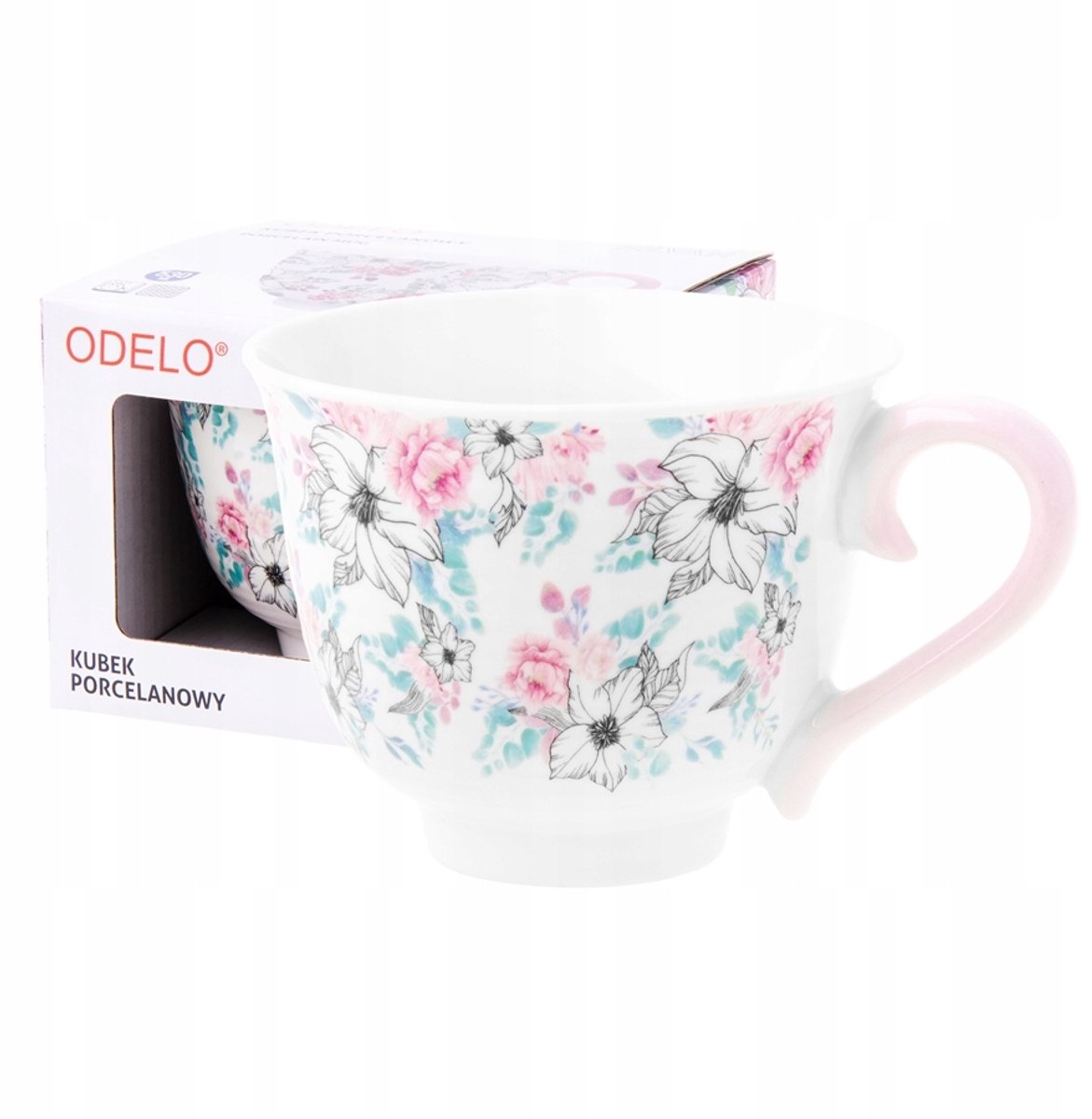 Porseleinen Mok Bloemen 530ml - Grote Mok voor Koffie & Thee