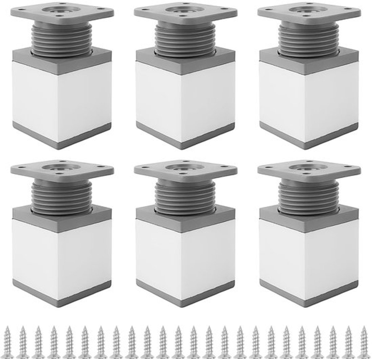 Meubelpoten Verstelbaar - Set van 6 - Aluminiumlegering - Vierkant 40x40x50 mm - Uitbreidbaar 15 mm - Geschikt voor meubels