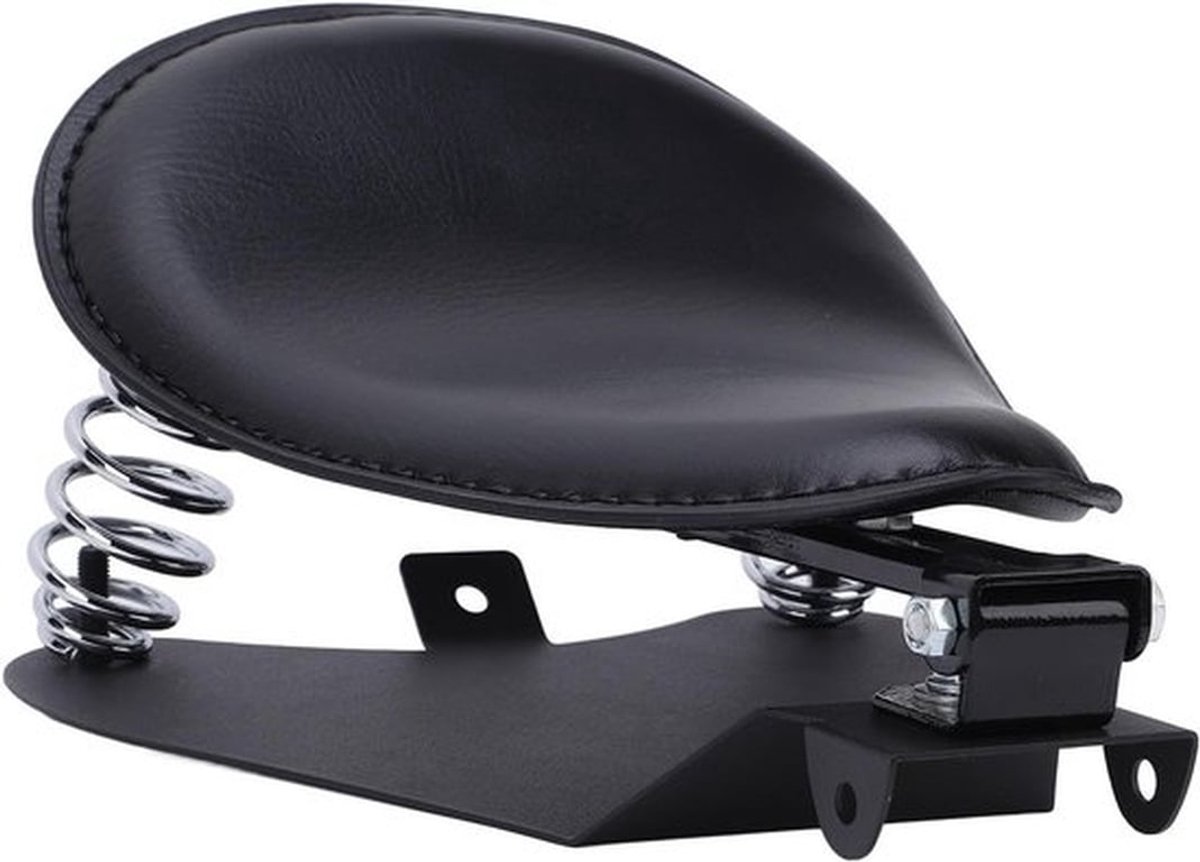 Universele Solo Zitting voor Motorfiets, Enkele Vering Kussen met Beugelset voor Retro en Cruiser Motoren, Eenvoudige Installatie en Comfortabel Rijplezier