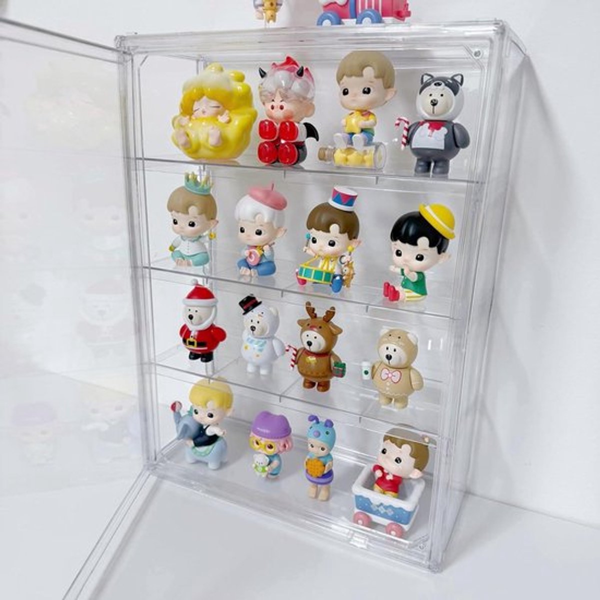 Vitrinekast voor verzamelingen, transparante presentatiedoos met 2 niveaus voor poppetjes, collectibles, DIY - 39 x 29 x 12 cm - display showcase
