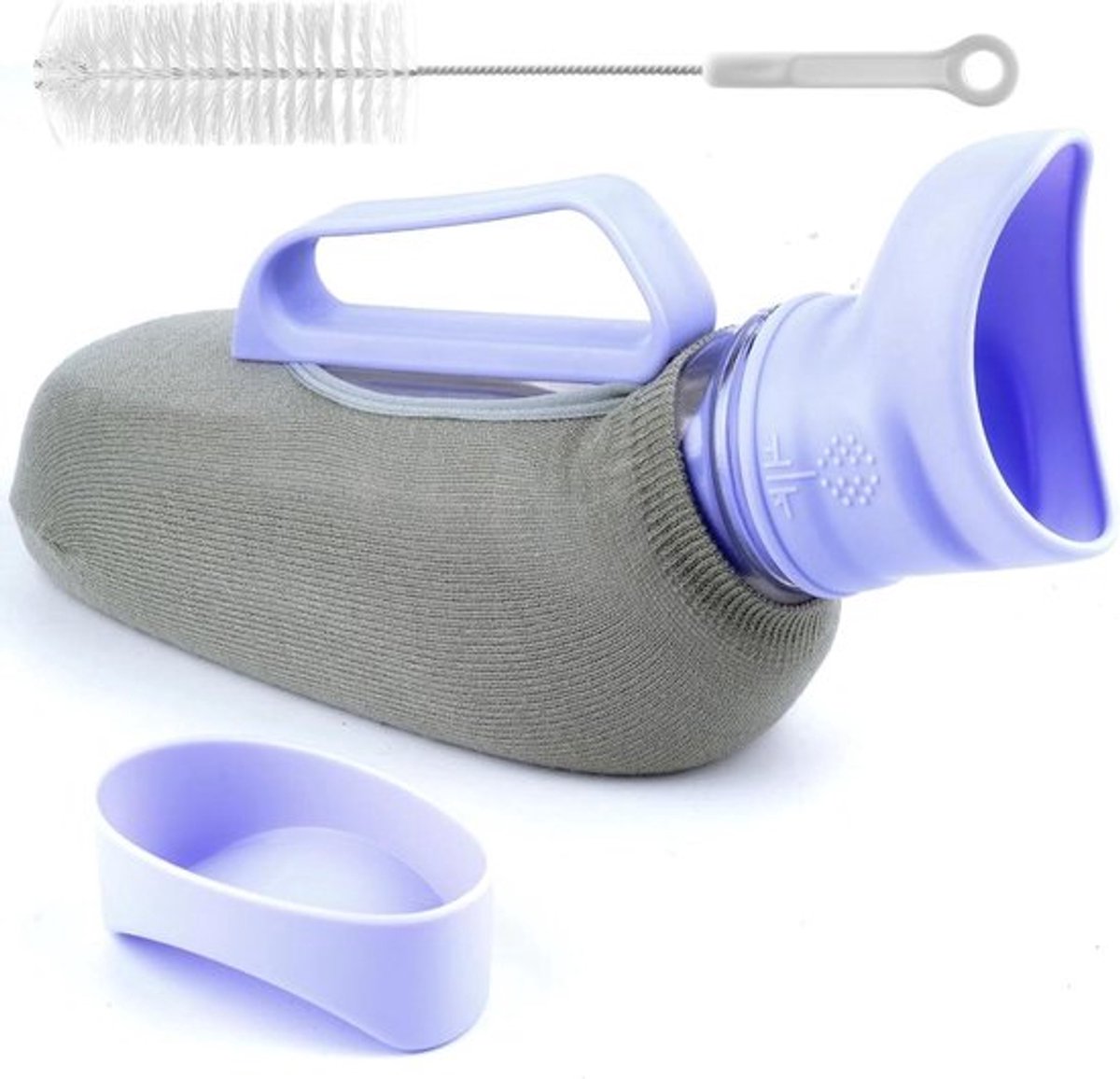 Dames urinoir draagbaar met gebreide hoes en reinigingsborstel 1200 ml - Comfortabel, hygiënisch, draagbaar.