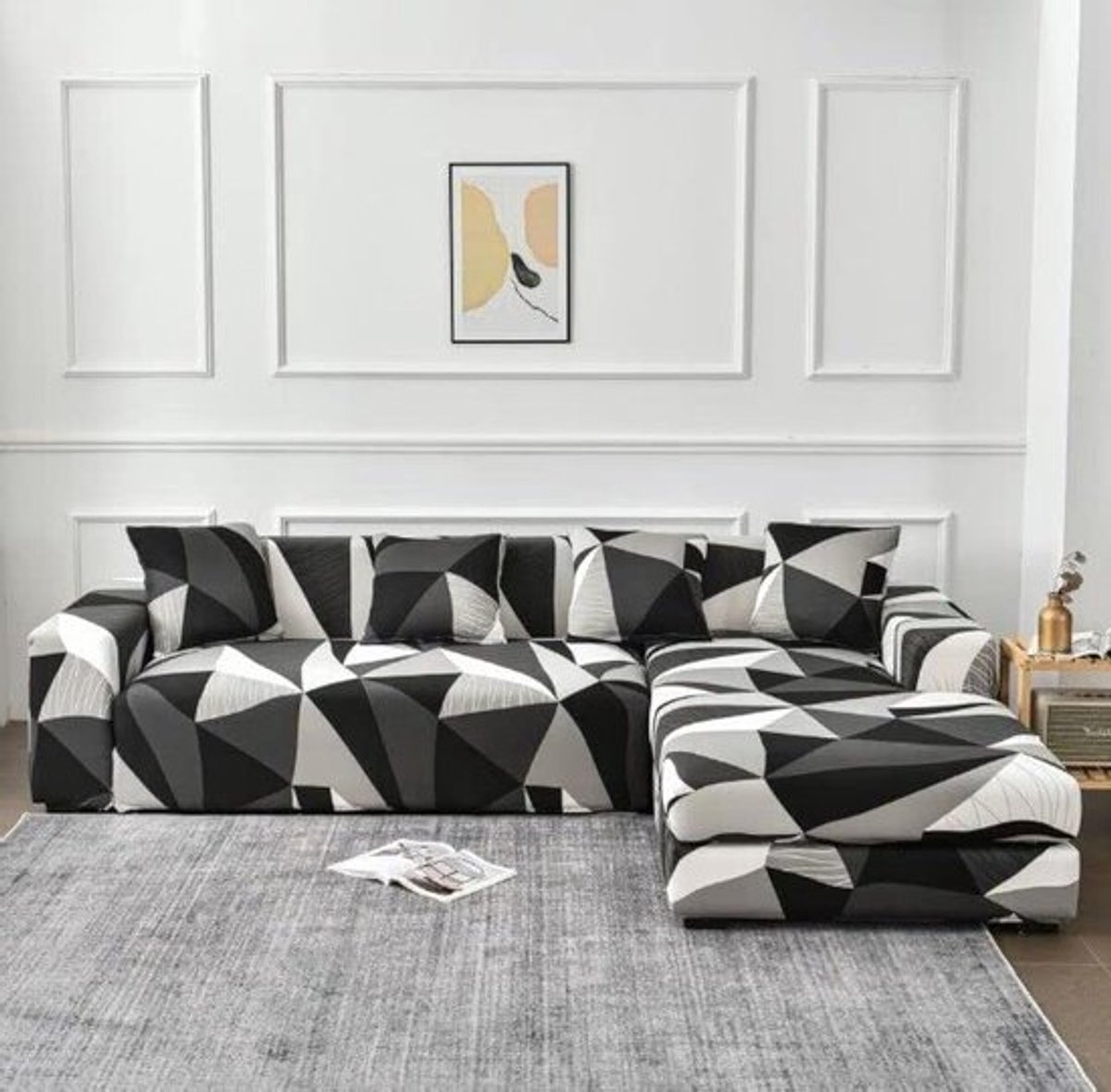 Sofa Hoes voor 3 Zittingen - Verwijderbare en Antislip Stoelhoezen van Polyester voor de Eetkamer - Zwart en Duurzaam