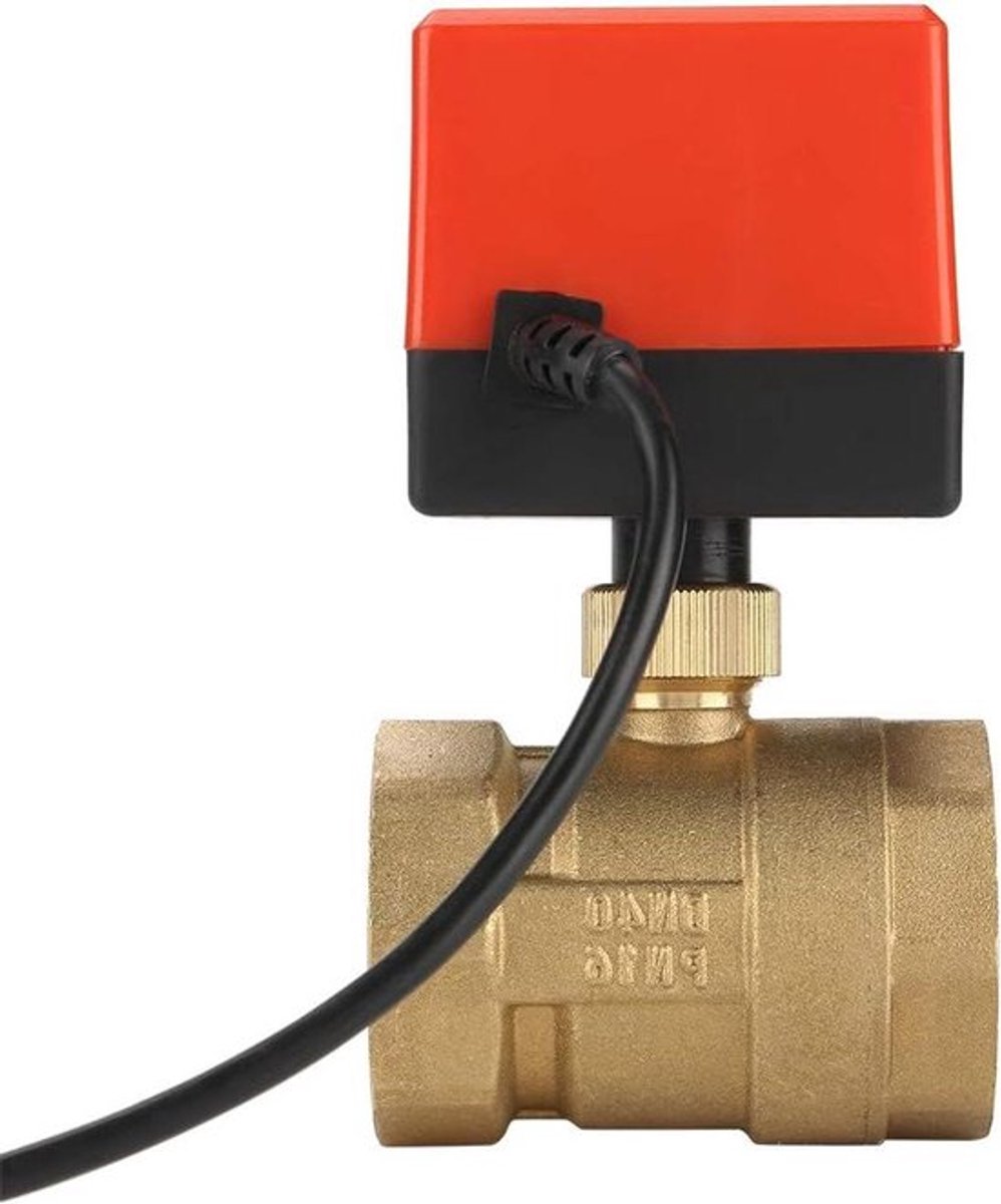 Elektrische Messing Gemotoriseerde Klep 24V DC - 2-weg DN40 G1-1/2 - Laagspanningsklep met 3 Draden