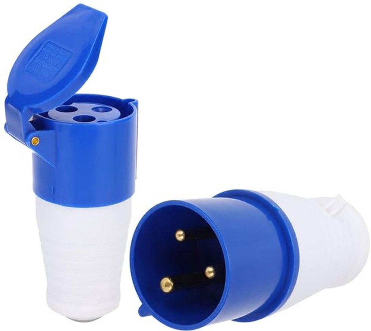 Stopcontact buiten en binnen - Waterdicht - 32 ampère - 2P+E - Regenbestendig - 220-250 V - Twee polig - Een fase - Geschikt voor industrieel gebruik - Grijs.