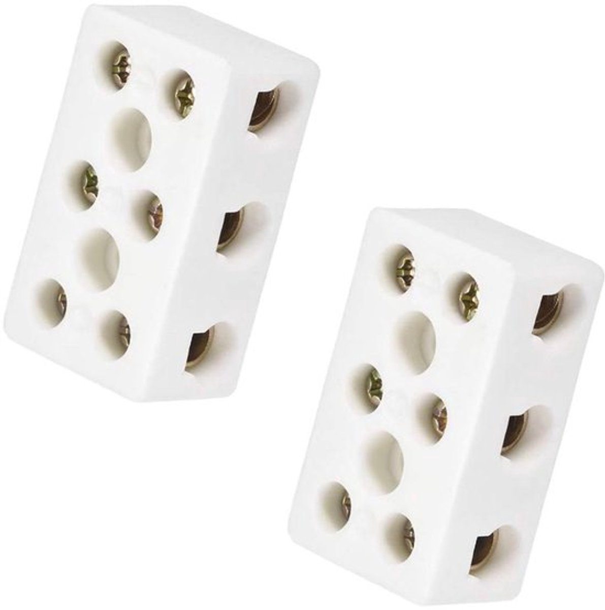 Ondersteuning voor Elektrische Kabels - Keramisch Verbindingsblok - 3-Weg 8-Gaats - Keramische Klemblokken - Geschikt voor Diverse Kabels - Wit - Elektrische Installatie - Handige Set van 2 Stuks.