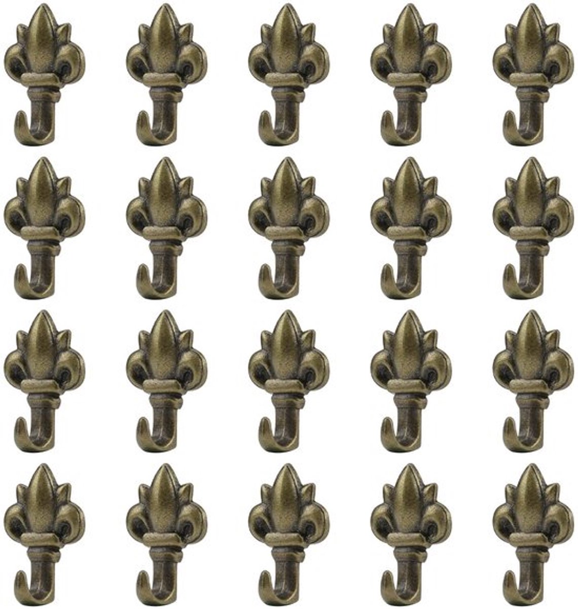 Push-pin ophangers 20 stuks - Vintage bloemvormige wandhaak - Duurzaam metaal - Retro muurdecoratie - Eenvoudig te bevestigen - Corrosiebestendig - Muurhaak