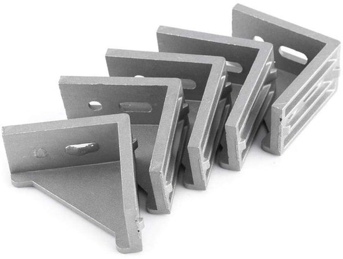 Hoekbeugel Aluminium - Set van 5 Stuks - 58x58mm - Versterking voor Deuren/Meubels - Inclusief Montagegaten - Schokbestendig - Hoeksteun
