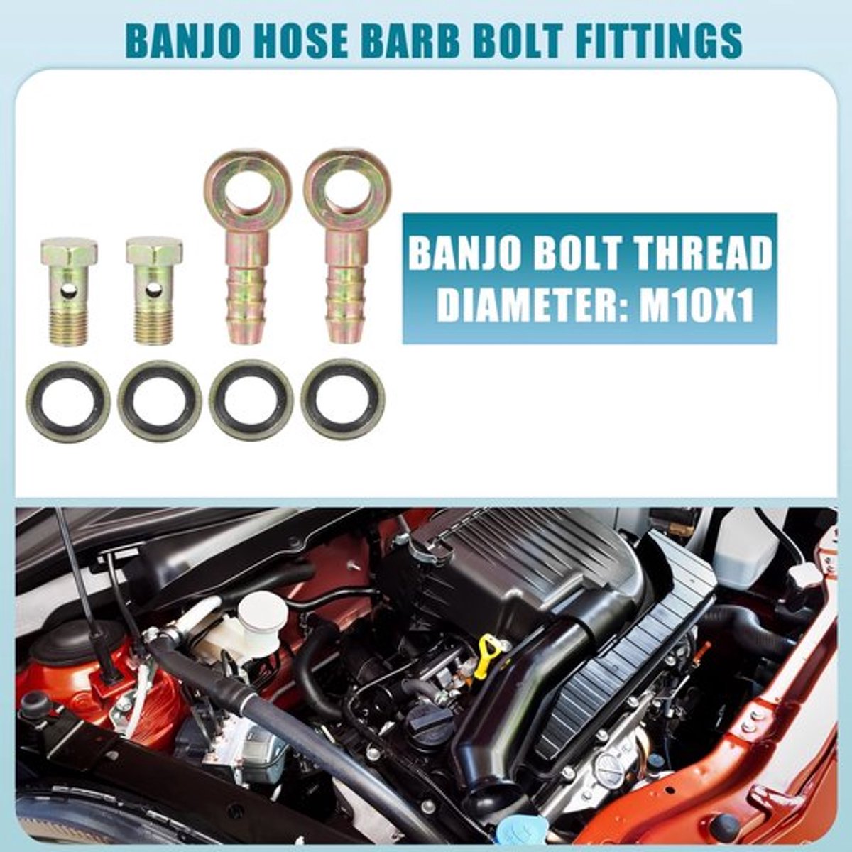 M10x1 Banjo-slang barb-fitting adapter voor auto (set van 2)