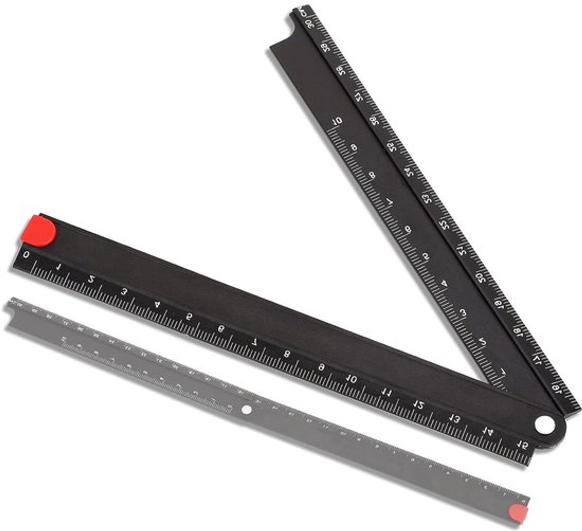 Inklapbare magnetische liniaal - Metaal - Zwart - Machinevervaardiging - Glasproductie - Accessoiresreserve - Geschikt voor apparaten.
