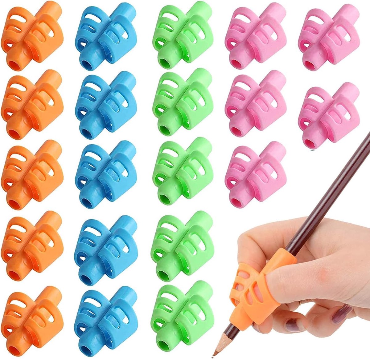 20 stuks - Potloodgrip - Potlood Verdikken - Premium Vingergrip Schrijfhulp - Potloden - Schrijfhulpmiddelen - Pengrepen - Schrijfhulpmiddelen - Tekenstiften - Voor kinderen - Geschikt voor potloden en pennen