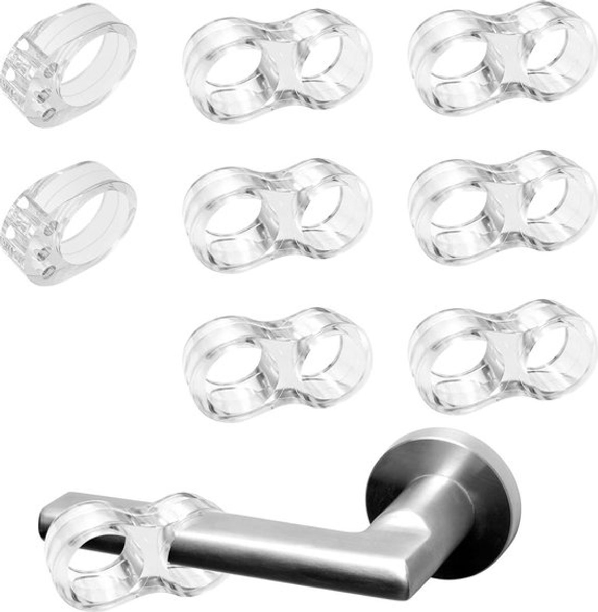 Deurstopper 8 stuks transparant pvc deurgreep siliconen bumper deurbescherming O-vorm 8-vorm