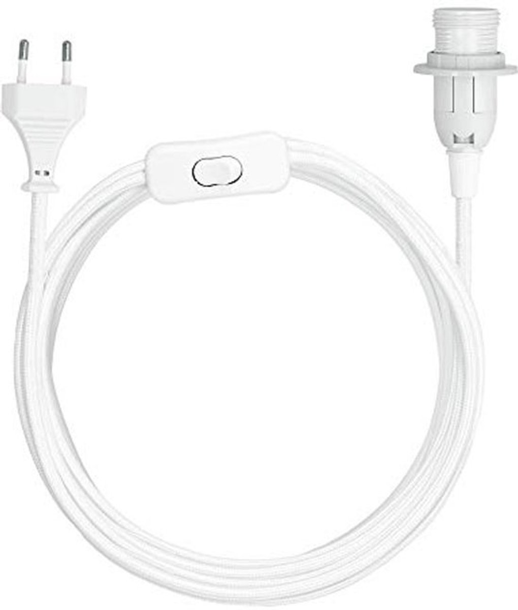 E14 lampenfitting met schakelaar en 5 meter snoer - Voor hanglampen, wandlampen en nachtlampjes - Wit