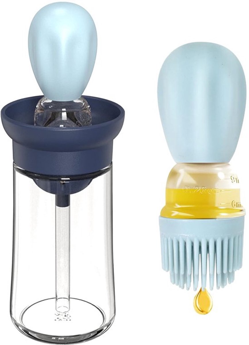 Glazen oliefles met siliconen borstel - multifunctioneel - 180 ml - duurzaam