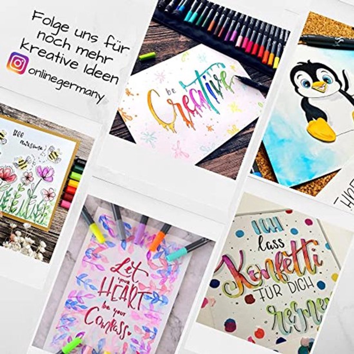 Kalligrafieset met Penseelstiften voor Bullet Journaling en Waterkleuren - Set van 5