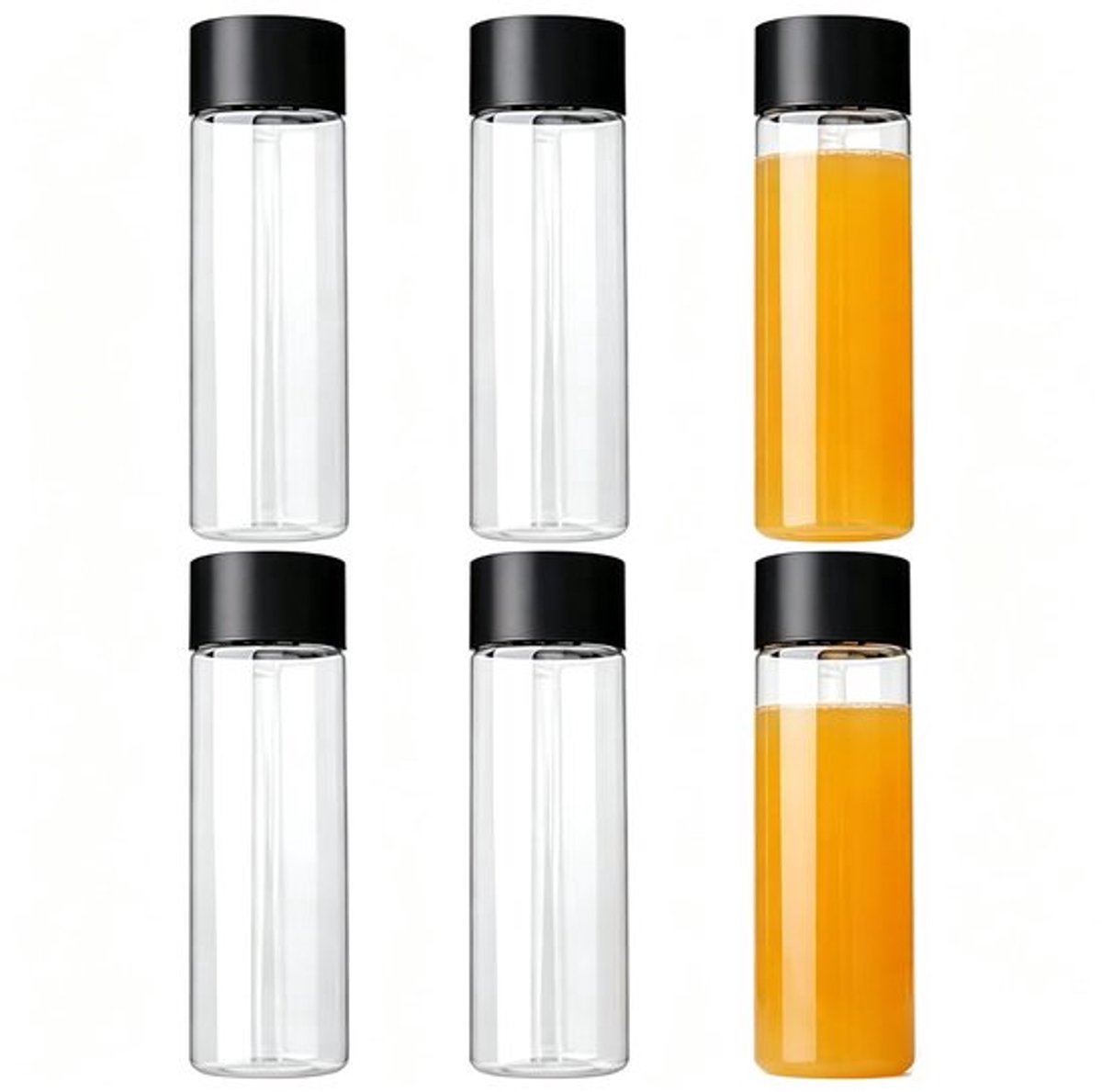 Sapflessen 6-Pack - Herbruikbare Drinkflessen - Transparante Flessen - Lichtgewicht PET - Geschikt voor Sap/Melk - Duurzaam en Veilig - Drinkfles