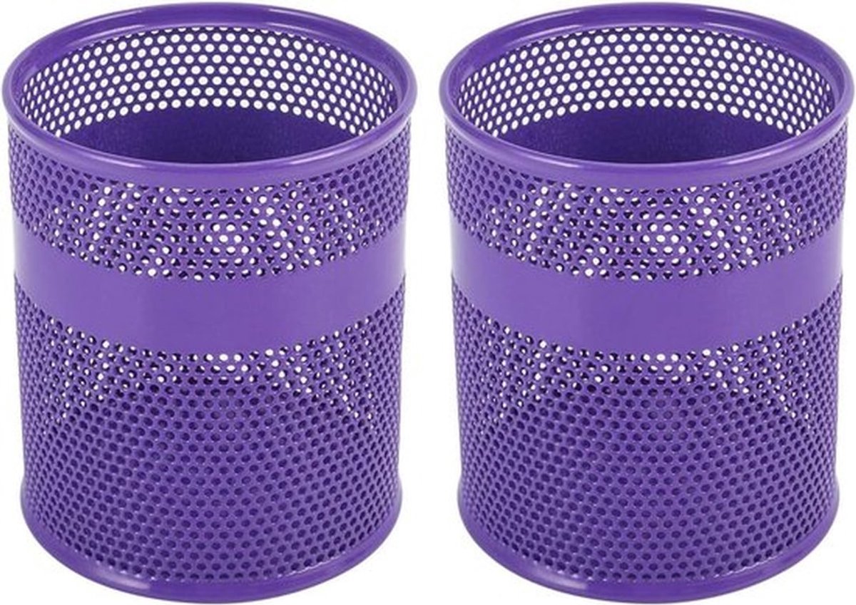 Netjes pennenhouder - paarse make-upborstel en briefpapier-organizer (2-pack)