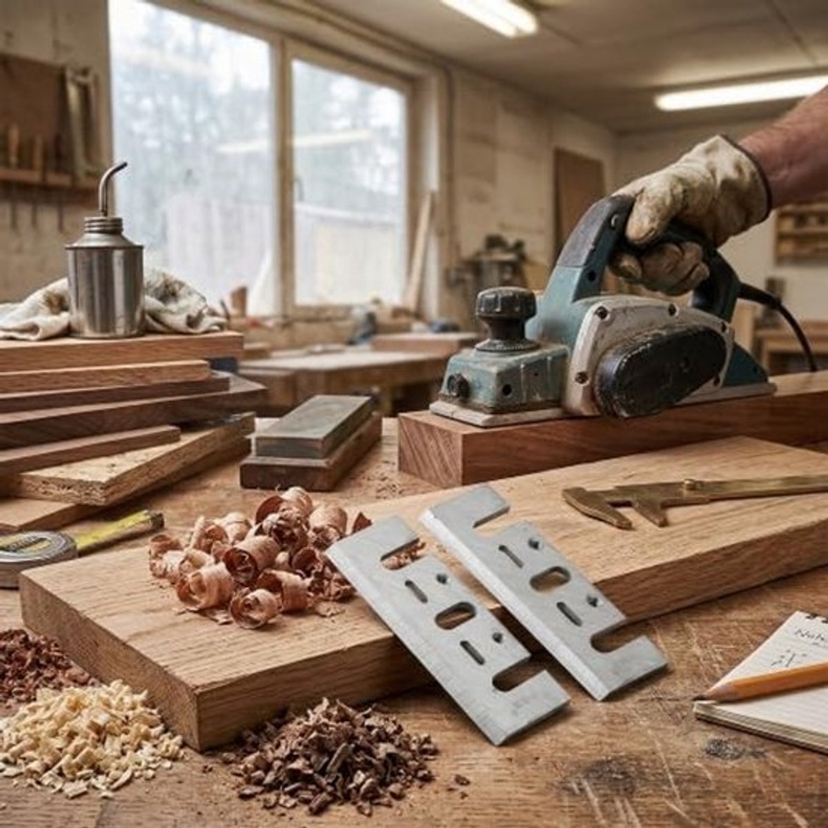Planer Messen 3-1/4 Inch - Hoogwaardig Staal - Geschikt voor Handfrezen - Scherpe Snijkant - Duurzaam en Sterk - 82x28x3mm - Planer Mes
