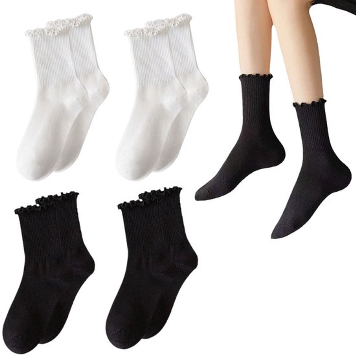 Enkelsokken Dames - 4 Paar - Maat 36/39 - Comfortabel - Ademend - Antislip - Perfect voor Sneakers - Sokken