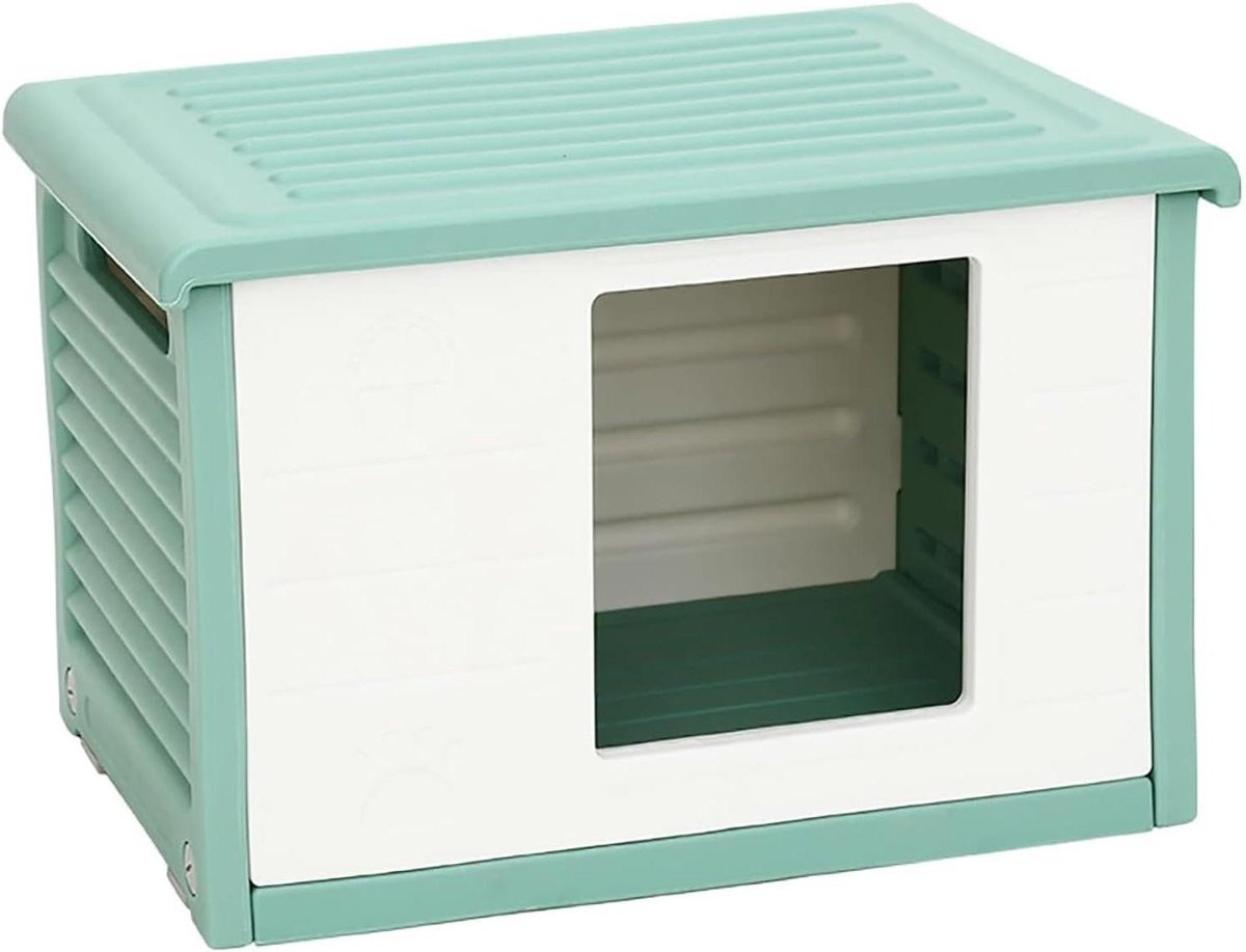 Buitenkattenhuis - Huisdierenverblijf - Veilig Slapen - Weerbestendig Ontwerp - 60 cm - Groen