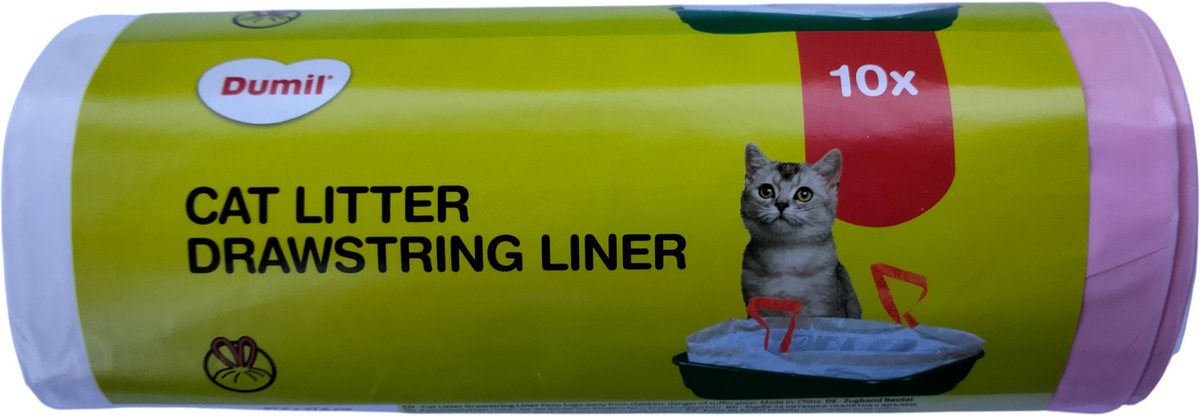 Dumil Kattenbak Zakken | Met Trekband | 15 Liter | 1 Rol | 10 Zakken | Extra Sterk