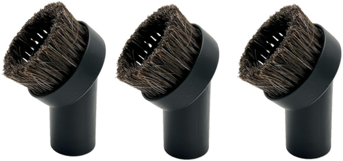 3 stuks Vervangende ronde stofborstel met zachte haren voor stofzuiger - 32 mm (1,25 inch) zwarte borstel - voor stofzuigerslang van 32 mm - Stofzuigerborstel voor het reinigen van auto, bank en stoel