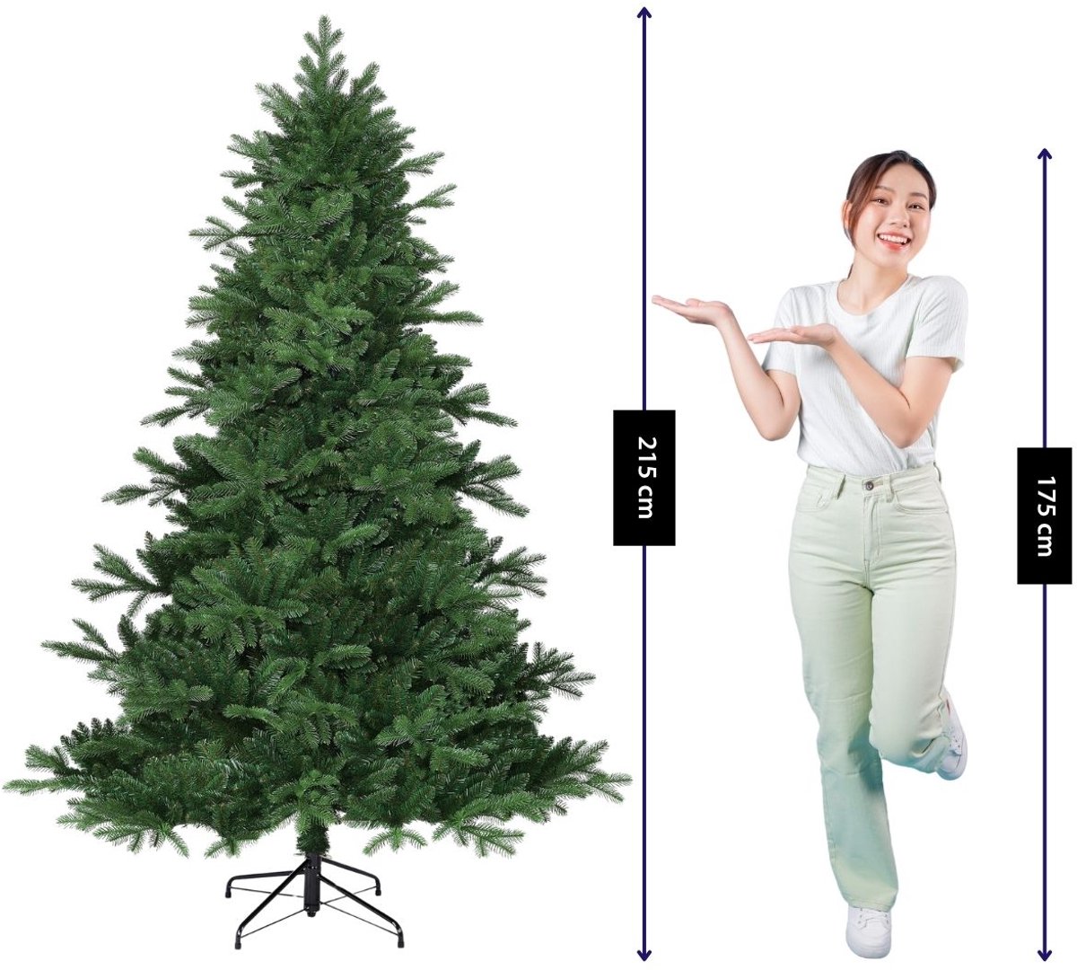 Black Box Trees Brampton Kerstboom - Realistische Kunstboom met Scharnierconstructie - Kerstversiering voor Binnen - Klassieke Boom van PE Naalden - H215 x Ø142 cm - Groen – foto 4