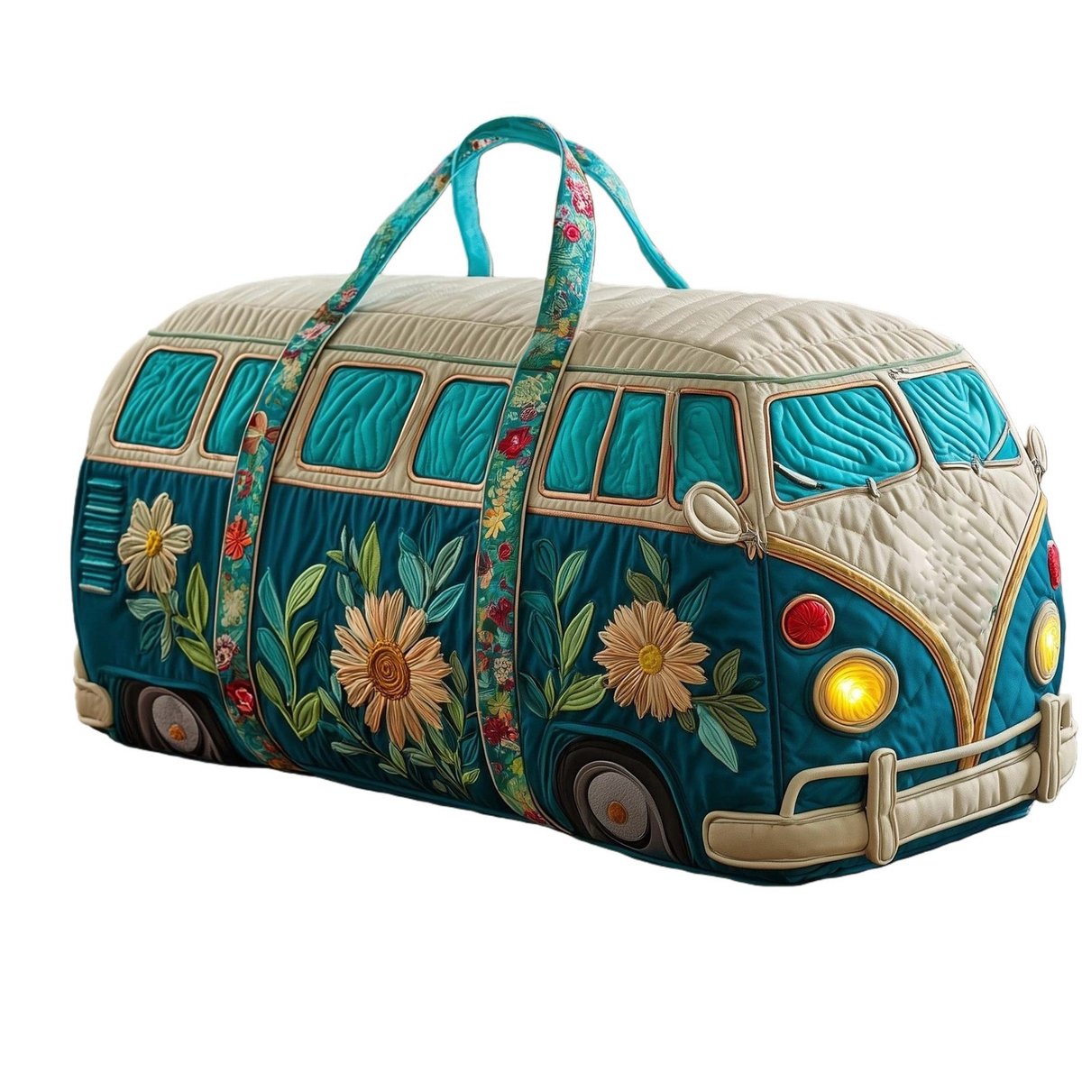 Textielen tas, retro bloemenprint in 3D-stijl, boho-stijl voor reizen en sport, meerkleurig, groot (18 x 9 x 9 inch)，Model 18