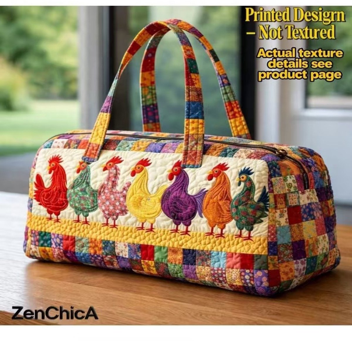 Textielen tas, retro bloemenprint in 3D-stijl, boho-stijl voor reizen en sport, meerkleurig, groot (18 x 9 x 9 inch)，106 modellen