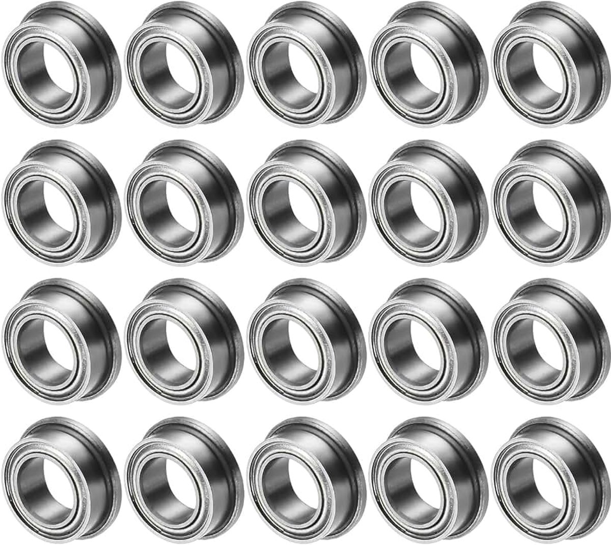 20 stuks FR156ZZ flenskogellagers 3/16" x 5/16" x 1/8" dubbelzijdig verchroomd chroomstaal (GCr15) flenslager voor kruiwagens/printers/faxapparaten/elektrisch gereedschap