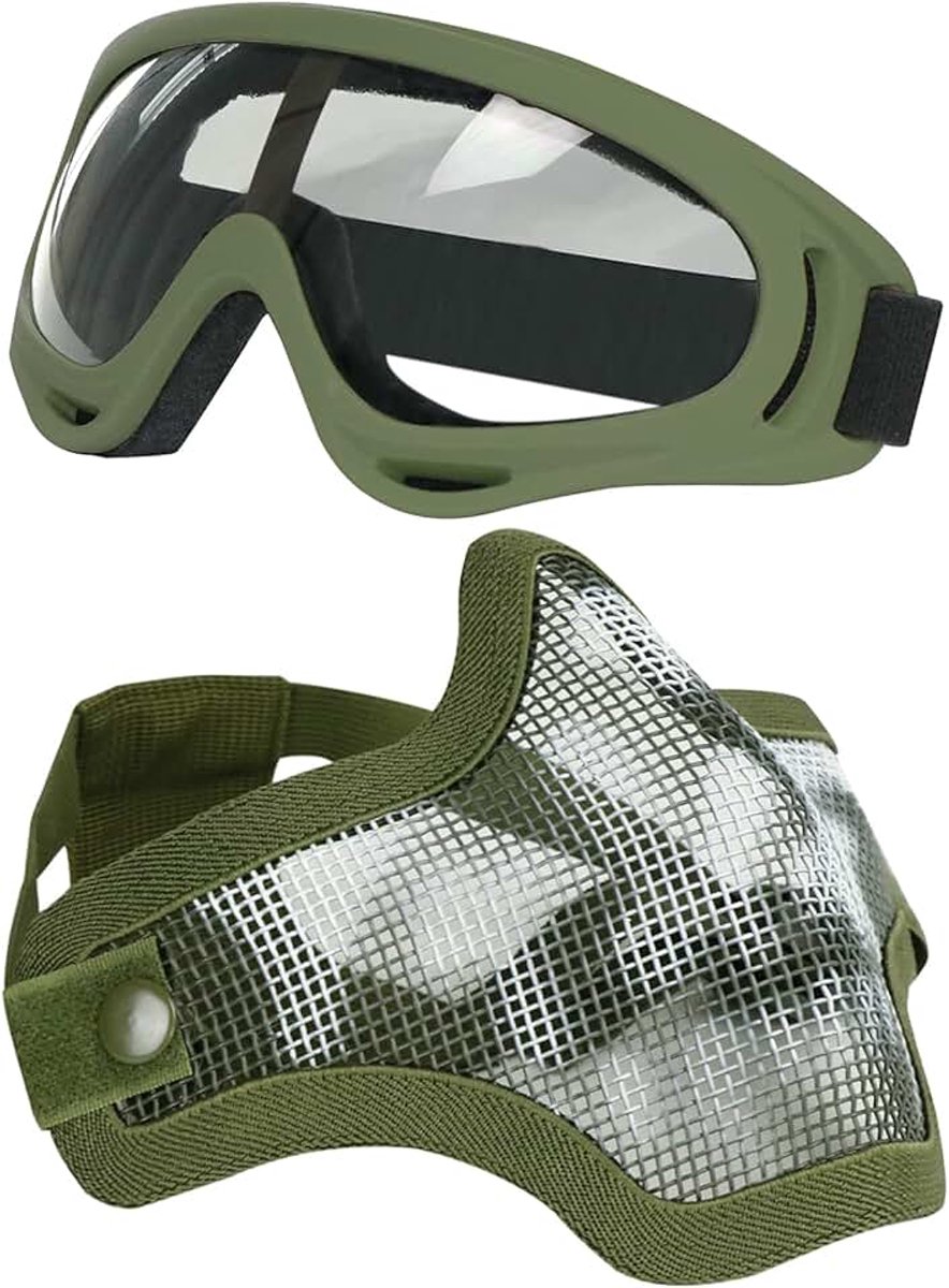 Maskers Staalgaas masker en bril voor CS/Jacht/Paintball/Schieten (OD schedel)
